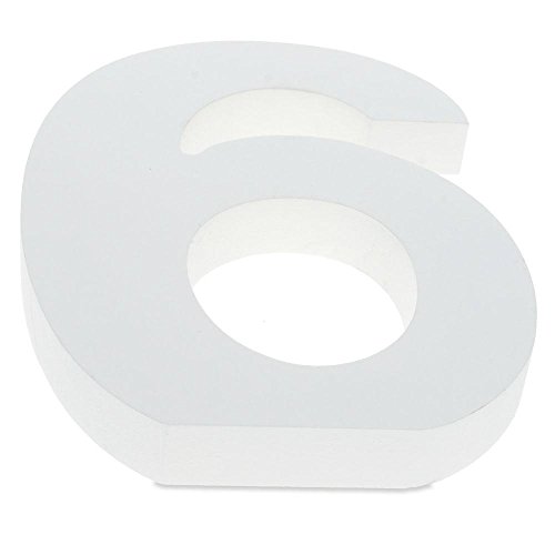 6" Classic Font White Color Wooden Number 6