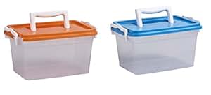 Set Caja de almacenaje Caja de plástico con tapa y asa apilable