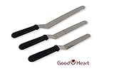 Cake Icing And Decorating Spatula Set Of 7.5, 10.8, 12.8 Inch, Angled Offset Professional Stainless Steel Cake Frosting Spatulas By Goodheart