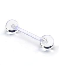 CrazyPiercing - Piercing para lengua (bola transparente y barra transparente, 0.49 oz)