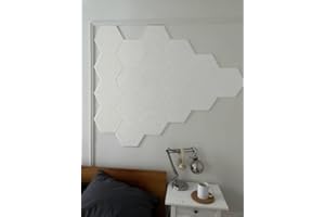 DECORITA Hexagon Felt Board Tiles - 12 Packs Self Adhesive Pinboard & Acoustic Panels | Modern Office Wall Decor for Home | Sound Absorbing Bulletin Board - Warm White