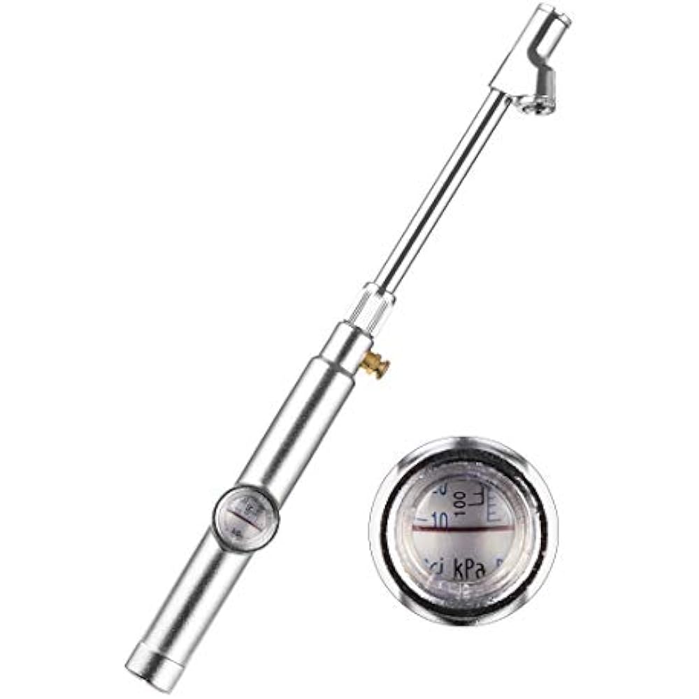 Tire Pressure Gauge, Straight On Foot Dual Head Truck Air Gage