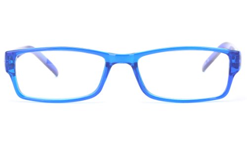 IG Unisex Full Translucent Beautiful Colors Spring Temple Fashion Clear Lens Glasses in Blue