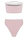 Ybenlow Women's 2 Piece Solid Bandeau Swimsuit Top Bottom Set,Pink,X-Large