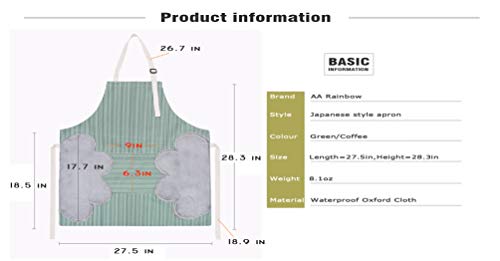 AARainbow 1 Pack Waterproof Oxford Cloth Adjustable Cooking Apron Easy to Use Chef Kitchen Smock Nail Bib Unisex Server Apron with 1 Big Pocket for Chef Women Kids Teen Girls Kids Men (Gray)