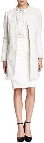 Vertigo ParisWomen's Tweed Fringe Boucle Wool Blend Coat - Ivory - Medium