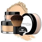 4pc Full Size Kit (Warm Shade) Mineral Makeup Matte Translucent Loose Foundation + Kabuki Brush + Concealer + Finishing Setting Powder + Bare Face Full Coverage SPF 30 All Skin Types Waterproof