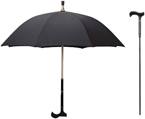 KRY 2-in-1 Walking Sticks Umbrella - UV Blocker & Windbreak Ribs Walking Cane Umbrella Heavy Duty Solid Tungsten Steel - Ideal Father's Gift for Climbing, Hiking, Hanging Out on Raining