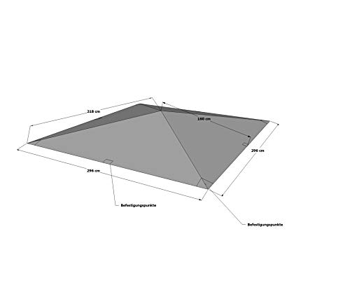 GRASEKAMP Qualität seit 1972 Ersatzdach 3x3m Grau zu Antik Pavillon Gartenpavillon Partyzelt Bezug Plane – Bild 3
