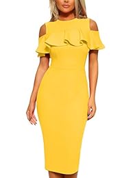 Mizoci vestido sexy con volantes y hombros descubiertos para mujer