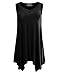 BIADANI Women's Hidden Side Pockets Sleeveless Unique Sharkbite Hem Tunic Top Black X-Large
