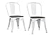 DHP Fusion Metal Dining Chair with Wood Seat, Distressed Metal Finish for Industrial Appeal, Set of two, White