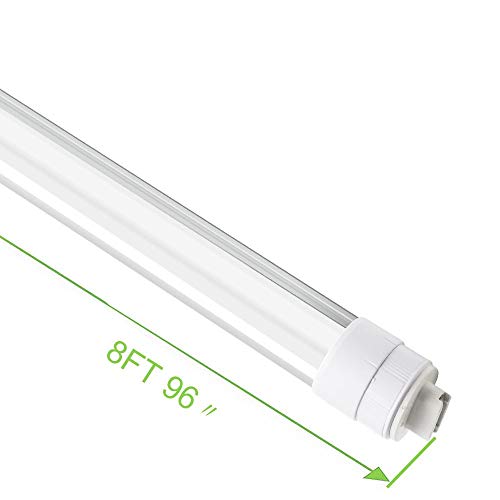 T8 T10 T12 LED Light Tube, 8ft, R17d Rotatable Base (Replacement for F96T12/CW/HO), 8 Foot LED Shop Light Fixture, 6000K, 45W, 4800LM Frosted Cover, Dual-Ended Power, 20-Pack
