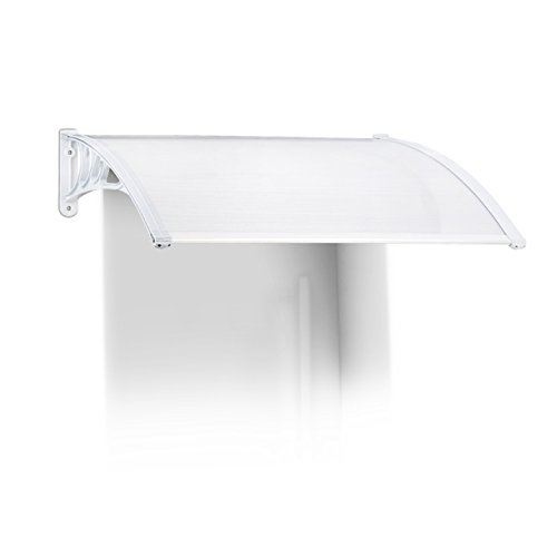 Relaxdays Front Door or Window Canopy, Plastic, Aluminum, Size: 120 x 80 cm, Arched Awning, Tran ...