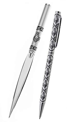 Pen & Letter Opener Set with Masonic Design & Gift Boxed