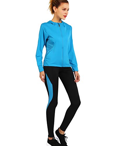 Activewear Sets for Women-Workout Clothes Gym Wear Tracksuits Yoga Jogging Outfit HoodieJacket Pant Legging 2PiecesSet Dodgerblue - Thumbnail 3