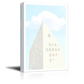Canvas Wall Art - Fresh Light Blue Color Tone Modern Building Drawing - Giclee Print Gallery Wrap Modern Home Art Ready to Hang - 12" x 18"