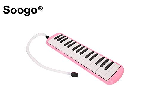 Soogo Melodica with Mouthpiece & Hose & Bag for Children 32-37 Keys (32-Key Pink) - Thumbnail 3