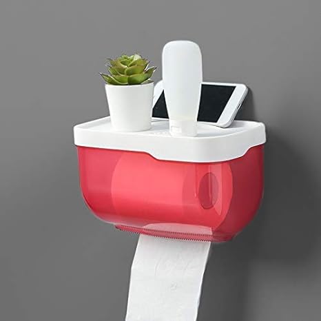 Amazon Co Jp トイレットペーパーホルダーバスルームトイレットペーパータオルホルダーウォールマウントプラスチックトイレットペーパーホルダー 収納ラック付きペーパー収納ボックスオーガナイザー ホーム キッチン