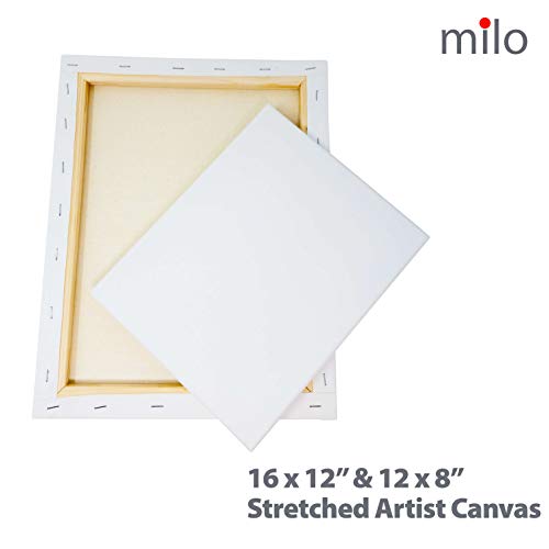 MILO 51 pc Complete Artist Painting Set with Tabletop Wood Easel Box, Stretched Canvas, 18 Acrylic Paint Colors, 10 pc Art Brush Set, and Painting Kit Accessories for Adults and Kids