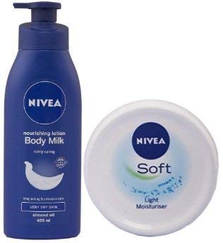 Nivea Nourishing Lotion Body Milk for Very Dry Skin, 400ml with Nivea Soft Cr