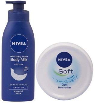 Nivea Nourishing Lotion Body Milk for Very Dry Skin, 400ml with Nivea Soft Cr