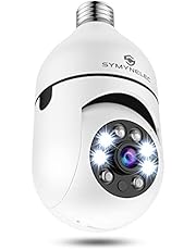 Light Bulb Security Camera, SYMYNELEC 360 Degree Pan/Tilt Panoramic IP Camera, 2.4GHz WiFi 1080P Smart Home Surveillance Cam with Motion Detection Alarm Night Vision Two Way Talk Indoor Outdoor E27