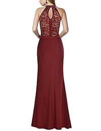 REPHYLLIS Vestido Largo para boda, Vintage con diseño de flores y encaje, estilo Halter, para mujer