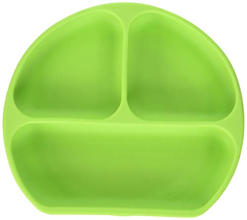 SiliKong Silicone Suction Plate for Toddlers, Fits Most Highchair Trays, BPA Free, Divided Baby Feeding Bowls Dishes for Kids (Green)