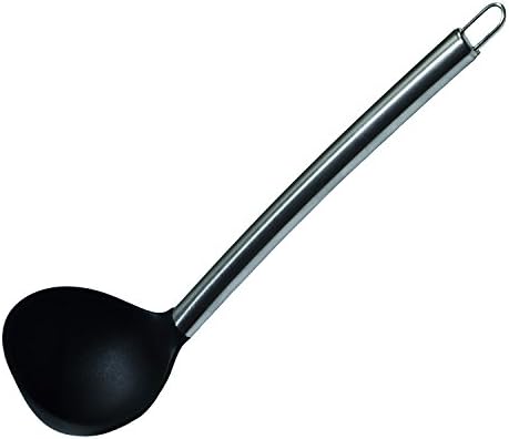Tailbox Silicone Ladle - Stainless Steel Handle Spoon Tableware and Cooking Utensil for Soup (Black)