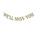 We'll Miss You Banner, Graduation/Job Change/Relocation/Moving/Transfer/Farewell Party Decorations Gold Gliter Paper Sign