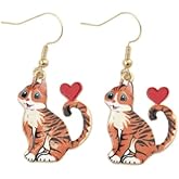 Cute Cat Heart Drop Earrings – Enamel Alloy Charm Jewelry for Everyday Wear and Gifts