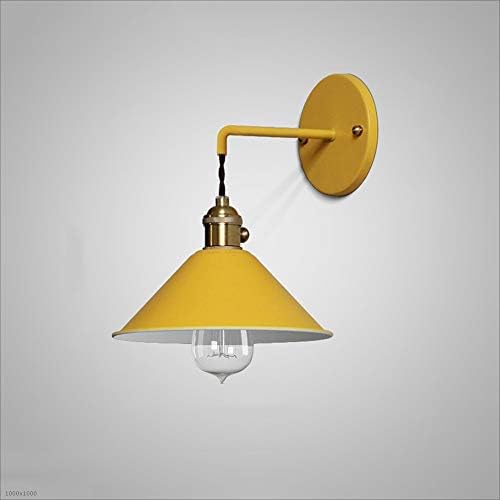 Vintage Retro E27 Edison Industrial Wall Sconces Lights Iron Craft Wall Sconces Fixtures for Aisle Balcony Stairs Bedroom Cafe Bar Indoor Decoration Lamps (Color : Yellow)