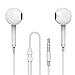 Earbuds, CN-MD iPhone Headphones with Microphone Stereo Earphones with Mic and Remote Control for for iPhone 6s 6 5s Se 5 5c 4s Plus Android Galaxy Edge S8 S7 S6 S5 S4 Note 1 2 3 4 7 White (White)