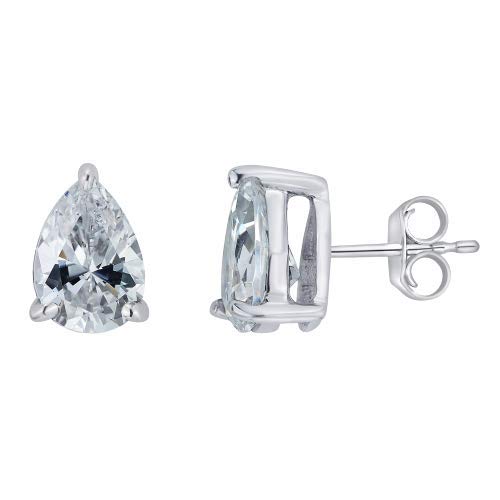 Push Back Stud Earring Trillion Cut CZ Diamond 925 Sterling Silver Earring
