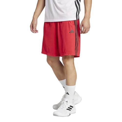 Adidas Men's Train Essentials Pique 3-Stripes Shorts, Pure Ruby/Black, Large/Ta…