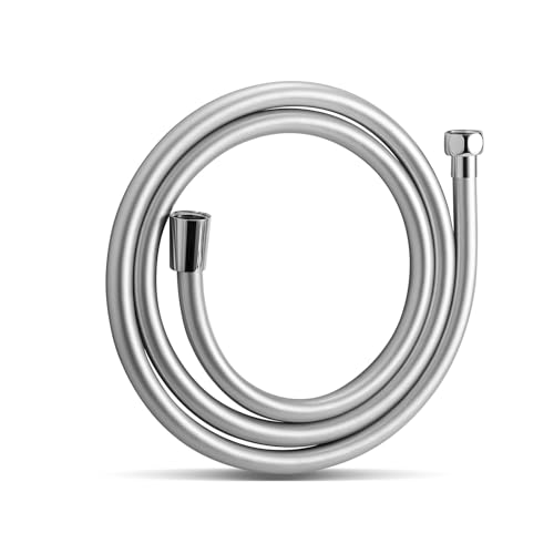 Shower Hose, 2.0m PVC Universal Smooth High-Pressure Shower Pipe with Washer, Replacement for Bath Taps, Sliver
