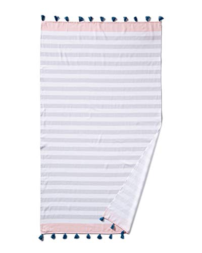 Dream at Home by Peacock Cabana Striped Turkish Cotton Beach Towel with Tassels