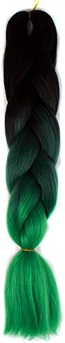 Stepupgirl 24 Inch Black to Green Grass Ombre Color Synthetic Big Afrika Amerika Mengepang Rambut Jumbo Braid with Calendar Card