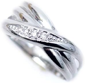 18金 リング 指輪 K18wg 18金ホワイトゴールド 天然 ダイヤモンド 休み ピンキーリング 幅広 ダイヤ ラッキーリング デザイン クロス 18ｋ 5