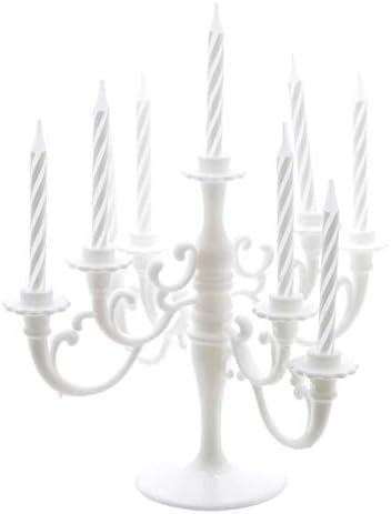 Gifts 4 All Occasions Limited SHATCHI-1354 Shatchi Candelabra Cake Topper Stand with White Wax Candles for Wedding Birthday Anniversary Party Decoration Supplies