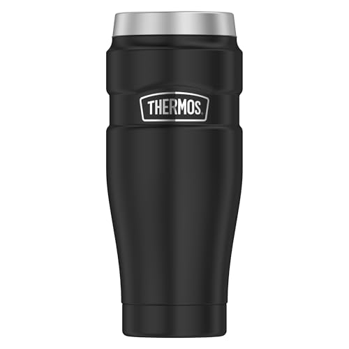 Thermos STAINLESS KING MUG 0.47 L, Matte Black, Thermal Mug 470 ml, Coffee Mug to Go, Stainless Steel, Insulated Mug, 7 Hours Hot / 18 Hours Cold, Dishwasher Safe, Completely Leak-Proof, BPA-Free