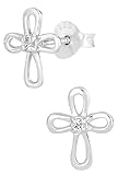 Hypoallergenic Sterling Silver Cross with CZ Crystal Stud Earrings for Kids (Nickel Free)