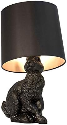 Bedside Table Lamp, Creative Rabbit Table Lamp Modern Minimalist Bedroom Bedside Lamp, Vintage Lamp Black Lampshade for Bedroom, Living Room, Children's Room, Office