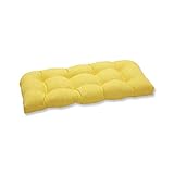 Pillow Perfect Outdoor Fresco Yellow Wicker Loveseat Cushion