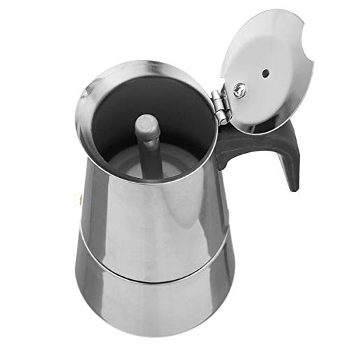 GGGarden 100ML Percolator Stove Top Espresso Moka Coffee Maker Pot Stainless Steel