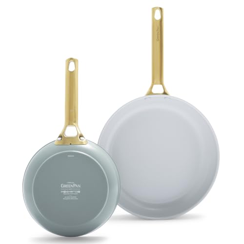 GreenPan Reserve Hartanodisierte gesunde keramische Antihaft-Bratpfannen-Set mit 20 und 26 cm Durchmesser, Goldgriff, PFAS-frei, Induktion,spĂĽlmaschinenfest,backofenfest,Muttertagsgeschenk,Smokey Blue