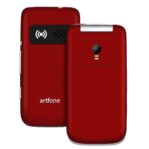 artfone G3 Pro Red - 4G LTE Flip Phone for Seniors?Unlcoked Flip Phone with SOS Button?Loud Speaker?Camera?Talking Clock?Photo Speed Dial? Hands-free?Dumb Phone?Charging Dock?Extended Battery Life