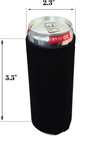 image for Neoprene Slim Can Sleeves -12 Blank Black Ultra Slim Can Cooler Sleeve