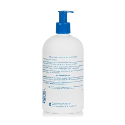 VANICREAM MOISTURIZING LOTION WITH PUMP | FRAGRANCE AND GLUTEN FREE | FOR SENSITIVE SKIN | 16 OUNCE (PACK OF 1)
